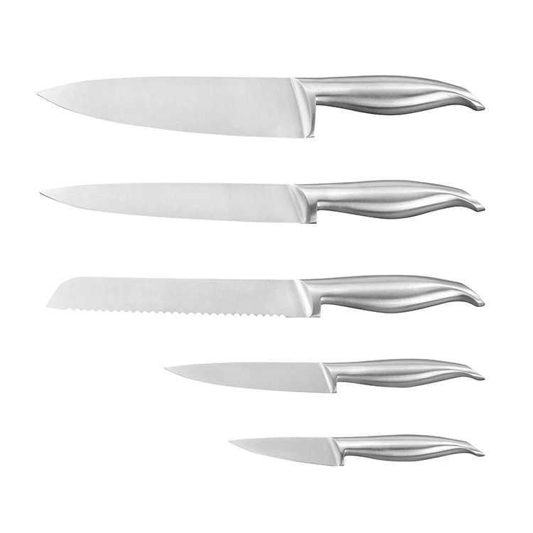 Nowy Trend 7 Pcs 430 Hollow Handle +Szlifowanie polski uchwyt ze stali nierdzewnej 5cr15 Japoński zestaw noży kuchennych 