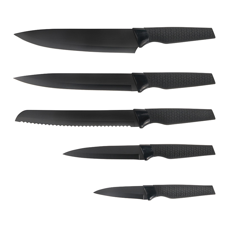 Premium 5 Pcs Zestaw noży kuchenne Pp Plastikowy uchwyt Non-stick ze stali nierdzewnej Ostrze Chef Knife Set 