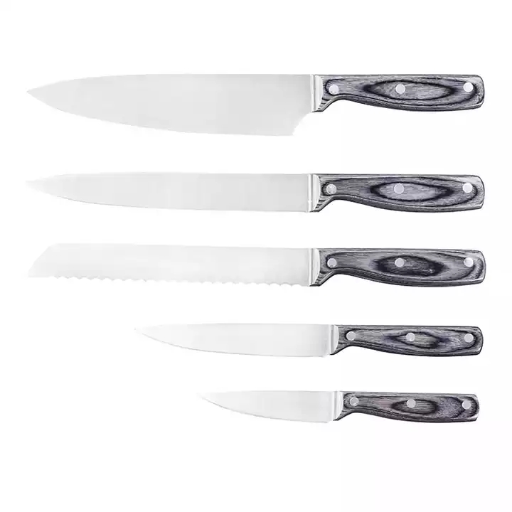 Wysoki standard zestaw noży ze stali nierdzewnej Chef Knife Utility Knife Set z uchwytem z drewna Pakka 